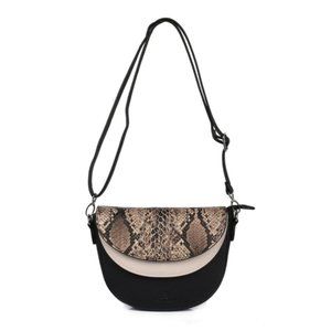 Karla Hanson Saddle Black Snake Print Crossbody Shoulder Bag